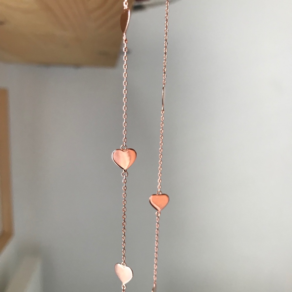 NWOT Rose gold-plated silver heart necklace